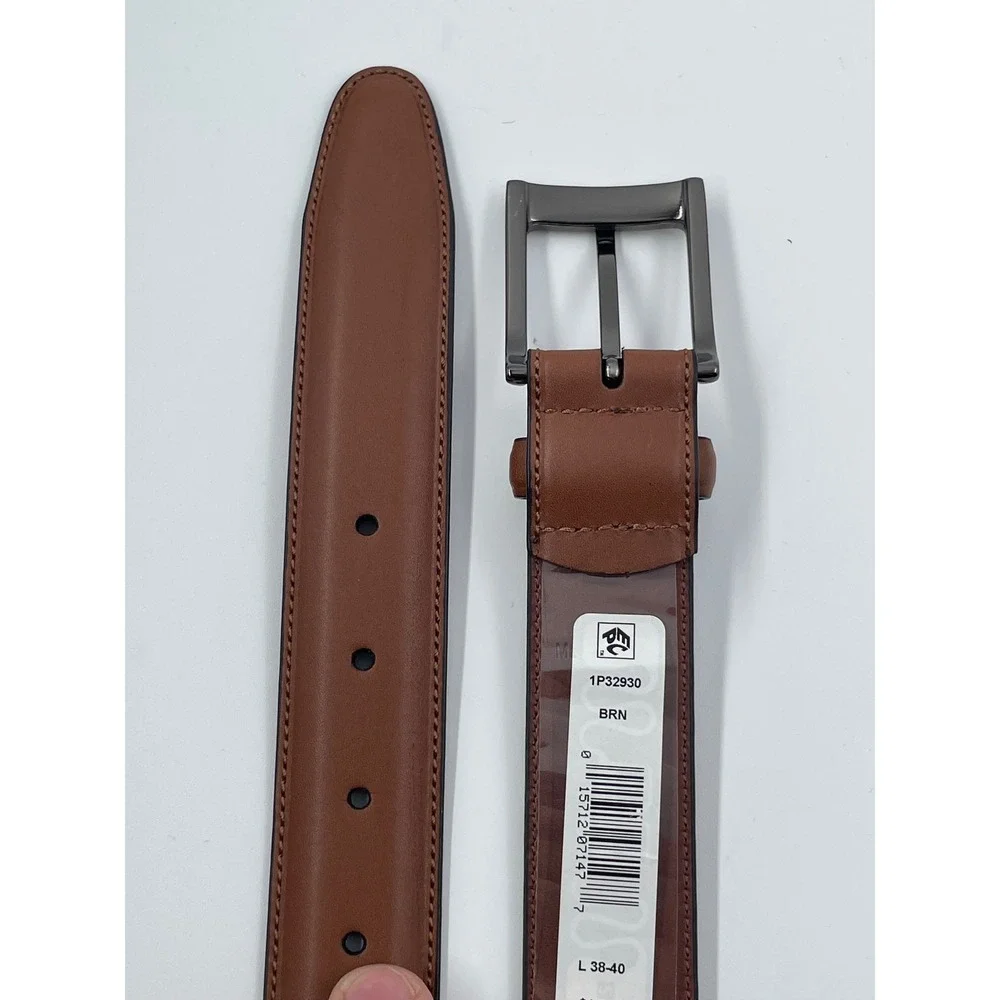 Perry Ellis Mens Leather Dress Belt Brown Size 38-40 Large